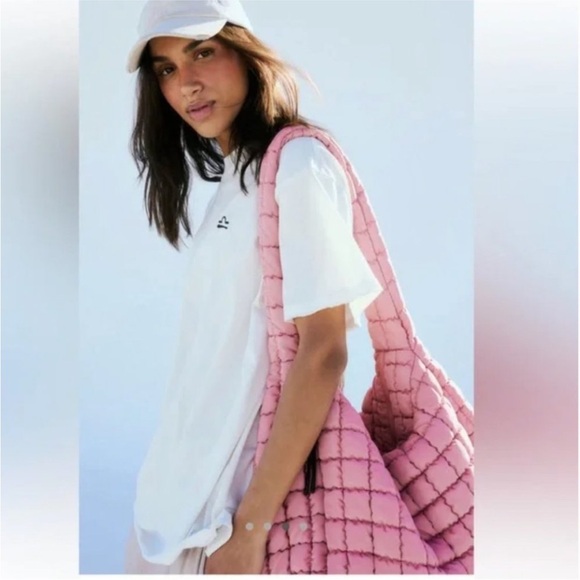Free People FP Movement Quilted Carryall ballet slipper pink NEW tote bag - Picture 5 of 10